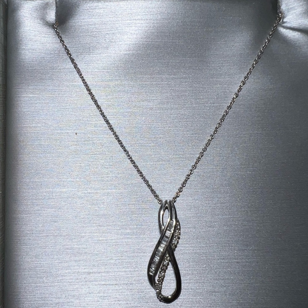 ZALES silver and diamond necklace and earrings set